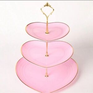 Pink Heart-Shaped Tiered Serving Tray
